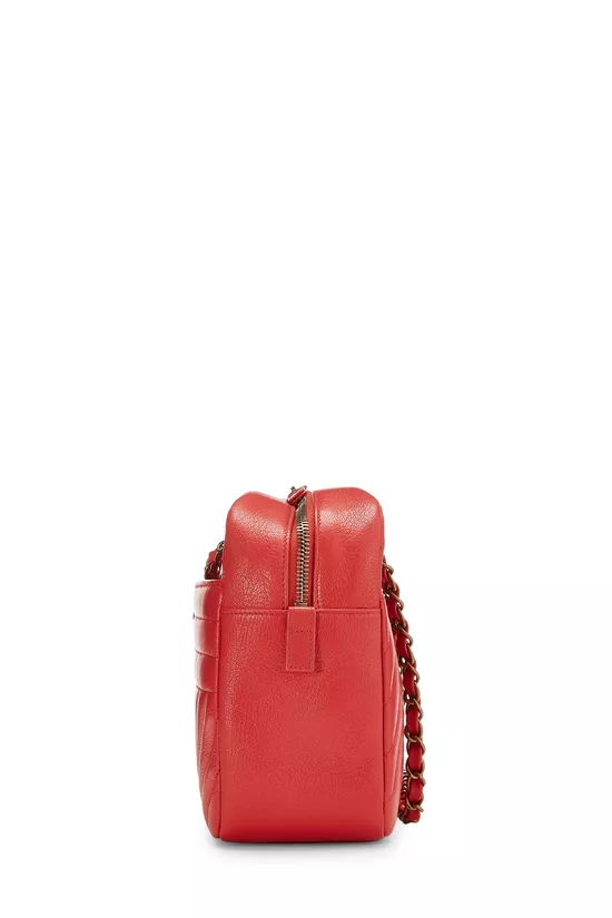 Red Quilted Lambskin Diagonal Camera Bag Large, , large image number 3