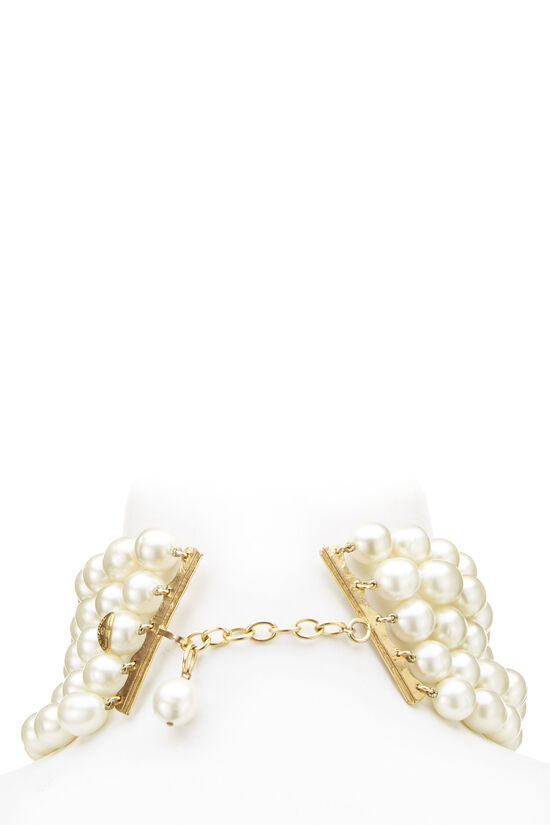 Gold & Faux Pearl Multi Strand Necklace