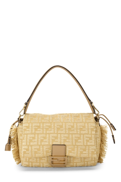 Fendi Beige Raffia Mamma Baguette Medium
