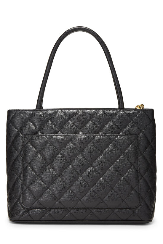 Chanel Black Quilted Caviar Medallion Tote Q6B02H0FKB454 | WGACA