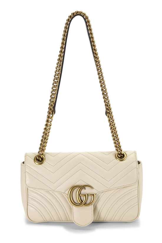 Cream Leather GG Marmont Matelass&eacute; Shoulder Bag Small, , large image number 0