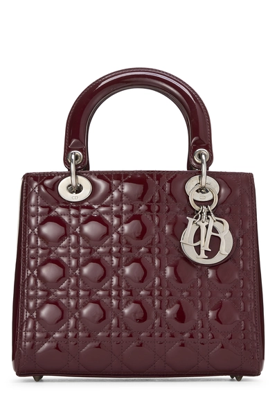 Burgundy Cannage Patent Leather Lady Dior Medium