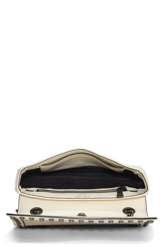 White Calfskin Leather Studded Crossbody, , large image number 5