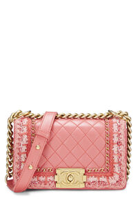 Chanel - Pink Lambskin Top Handle Long Chain Bag Small
