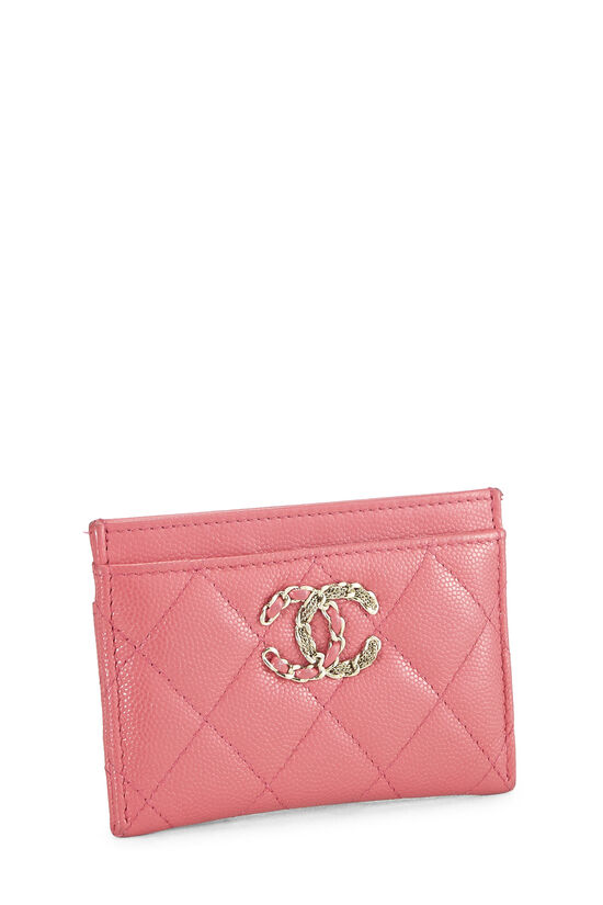 Pink Quilted Caviar Card Holder, , large image number 1