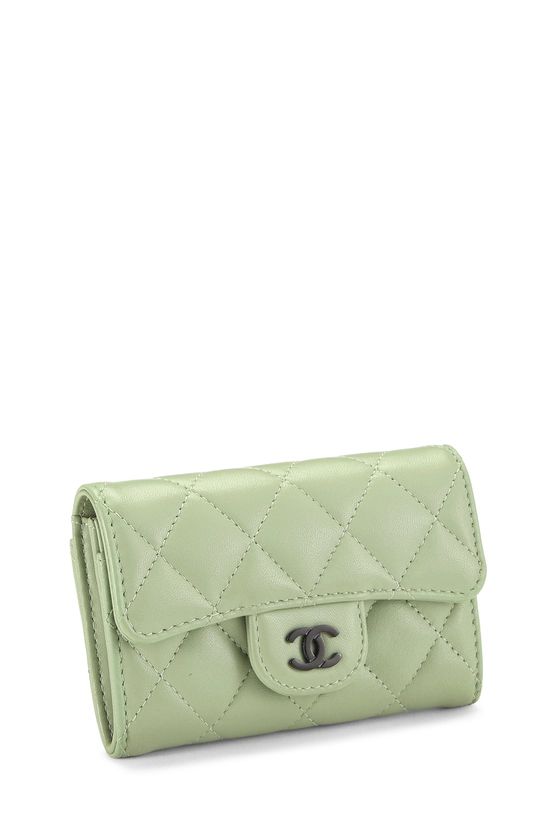 Green Lambskin Classic Flap Card Holder, , large image number 1