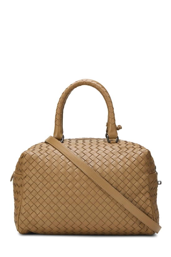 Brown Intrecciato Leather Boston, , large image number 3