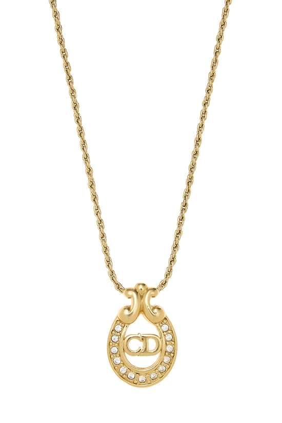 Gold 'CD' Crystal Necklace, , large image number 1