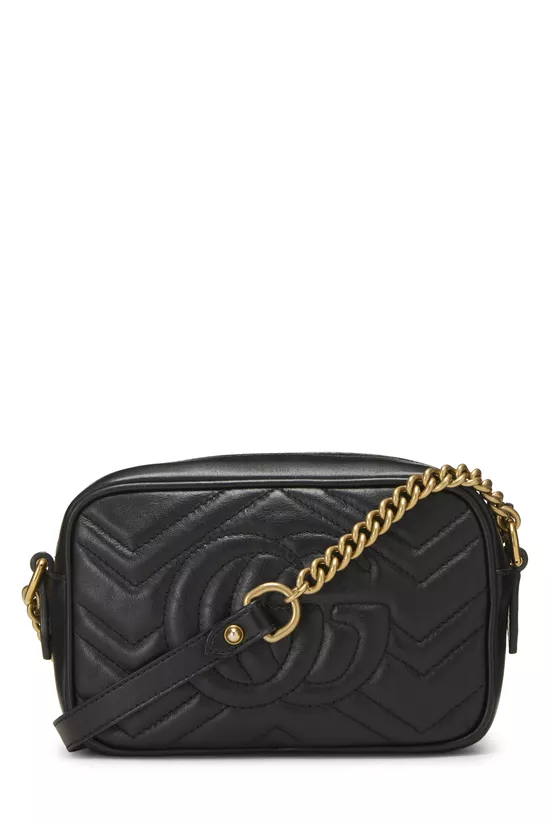 Black Leather GG Marmont Crossbody Mini, , large image number 3