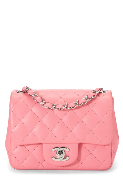 Pink Lambskin Square Flap Mini