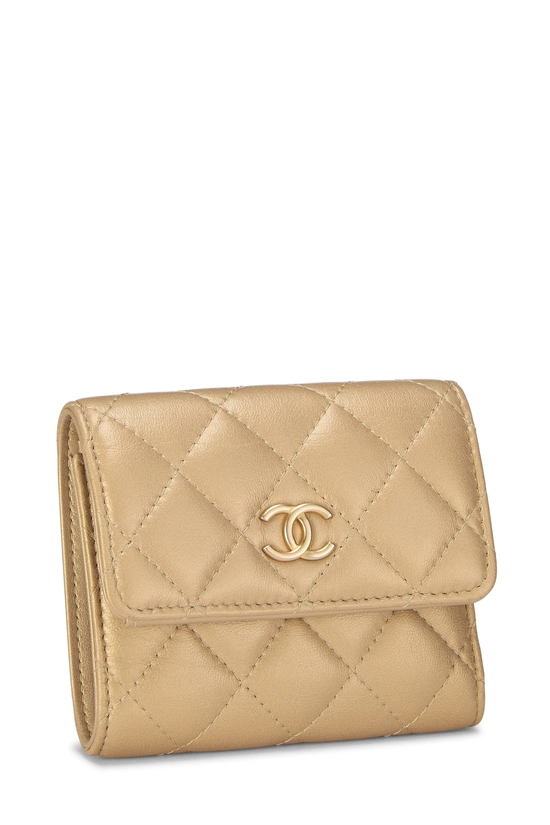 Gold Lambskin Flap Compact Wallet, , large image number 1