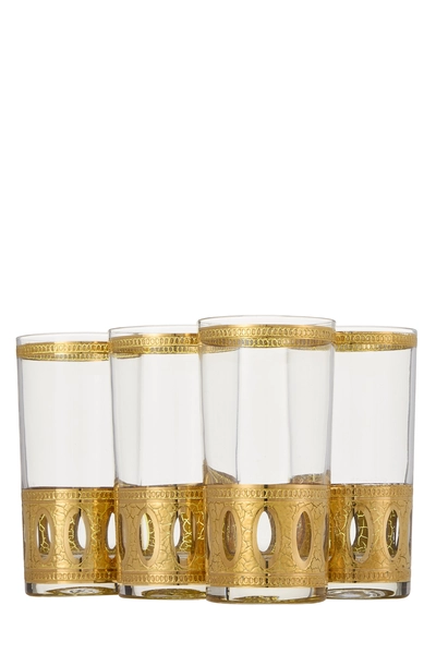 Multicolor 22k Gilded Antigua Motif Glassware Set of 4