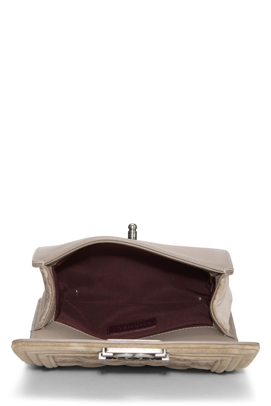 Beige Quilted Velvet Boy Bag Small, , large image number 5