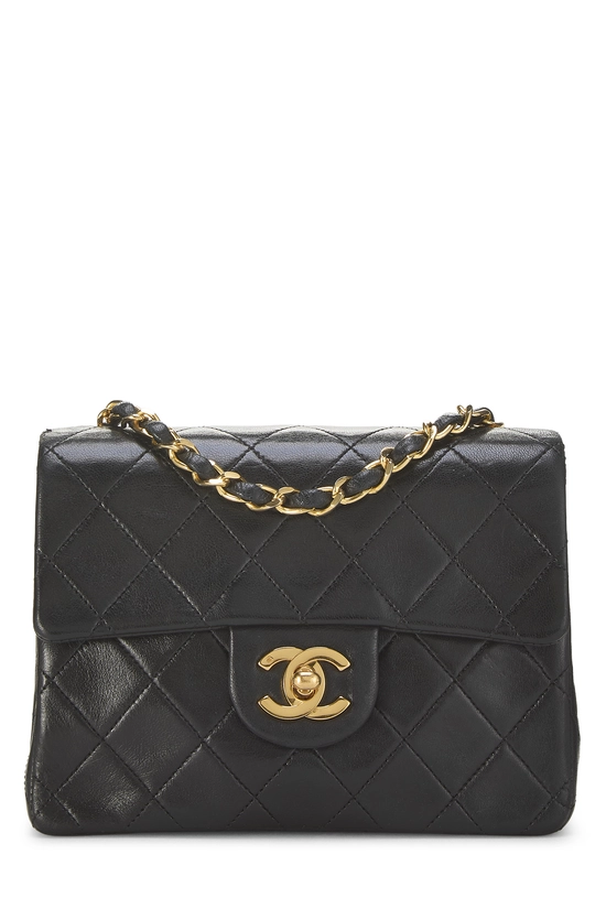 Black Quilted Lambskin Half Flap Mini, , large image number 0