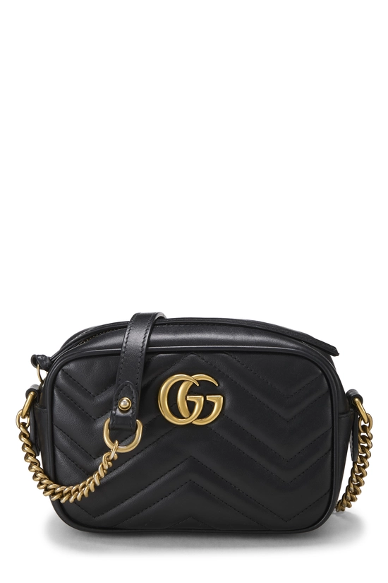 Black Leather GG Marmont Crossbody Mini, , large image number 0