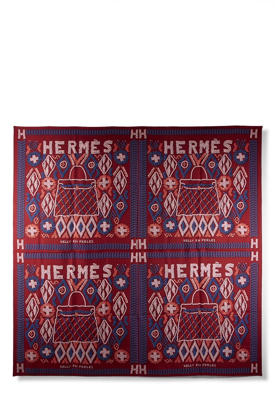 Pre-Owned Red & Multicolor 'Kelly en Perles' Silk Scarf TGM