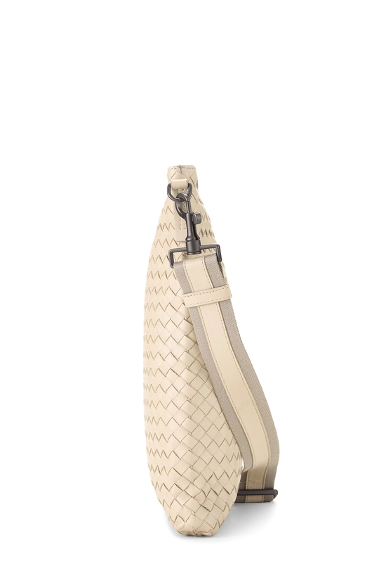 White Intrecciato Flat Messenger Bag, , large image number 2