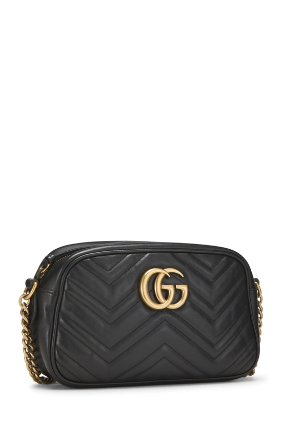 Black Leather GG Marmont Crossbody Bag Small, , large image number 1