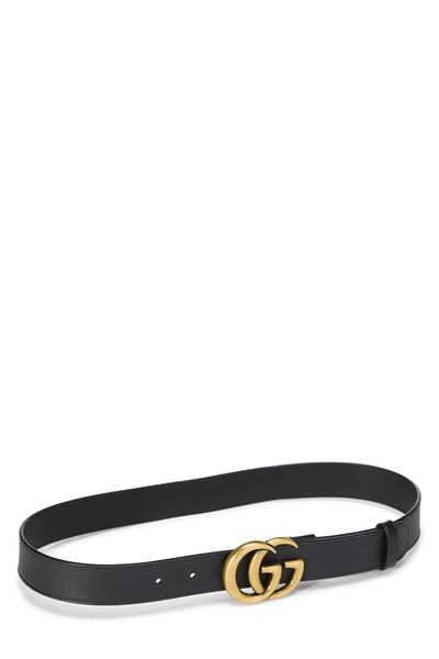 Black Leather GG Marmont Belt 75, , large