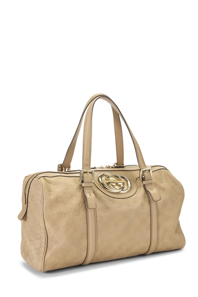 Gucci Beige Guccissima Leather Web Britt Boston Bag — photo 2