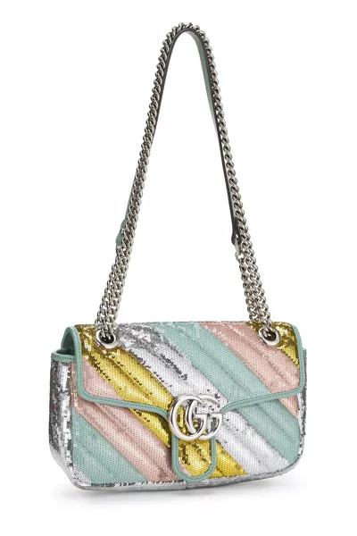 Multicolor Sequin GG Marmont Shoulder Bag Small, , large