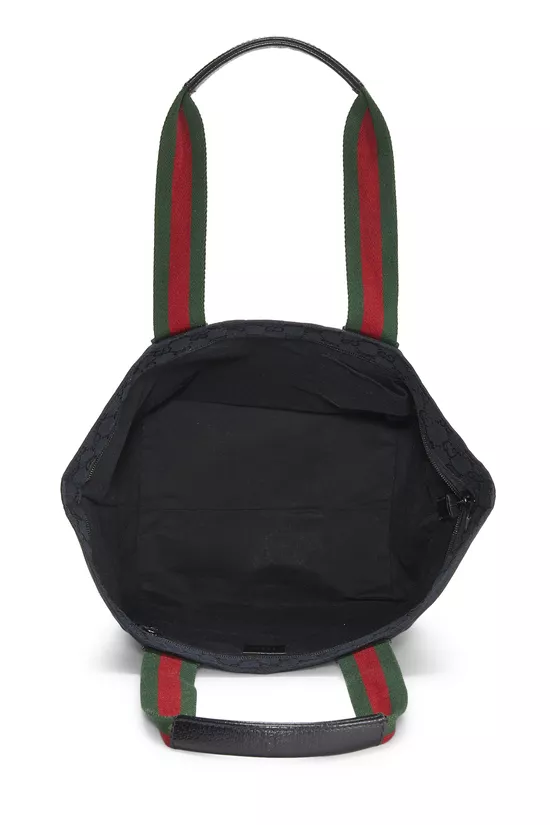 Black GG Canvas Web Soft Zip Tote, , large image number 5