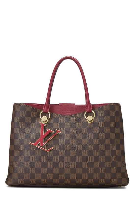 Burgundy Damier Ebene Riverside Tote, , large image number 0