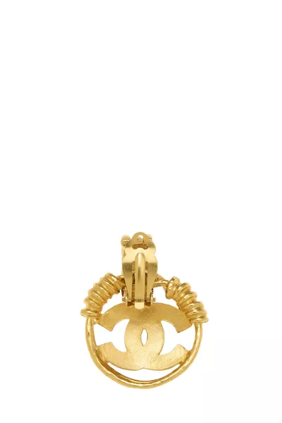 Gold 'CC' Spring Earrings, , large