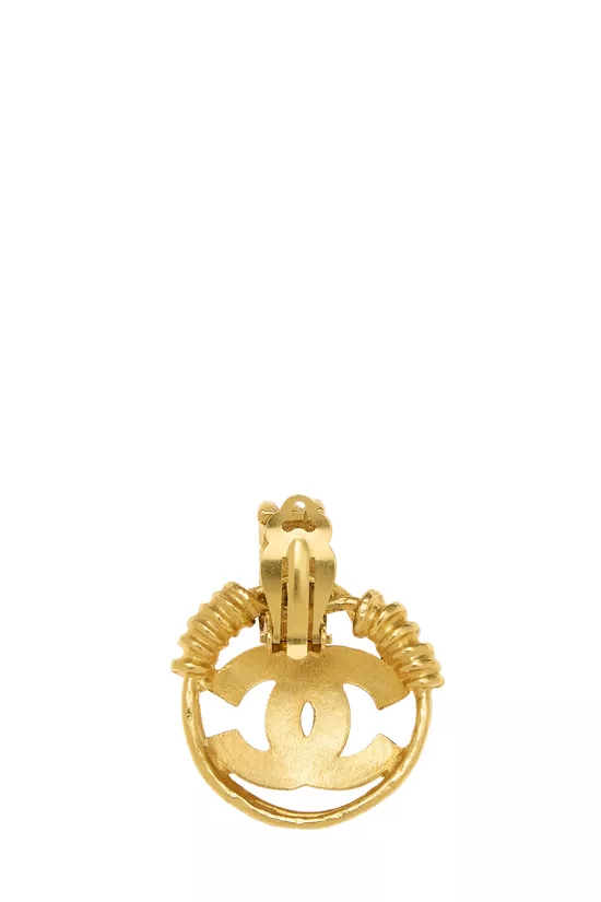 Gold 'CC' Spring Earrings, , large image number 1