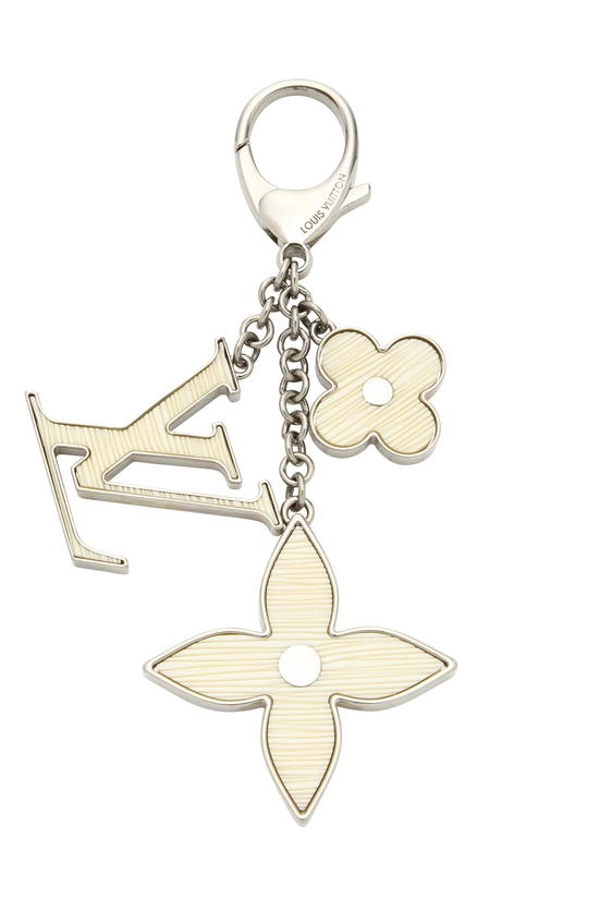 White & Silver Fleur d'Epi Bag Charm, , large image number 0