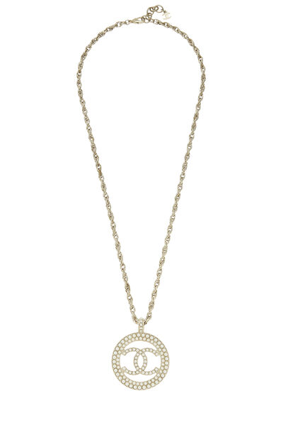 Gold & White Faux Pearl 'CC' Necklace