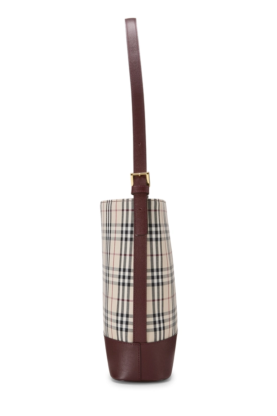 Burgundy House Check Jacquard Bucket Shoulder Bag Small, , large image number 2