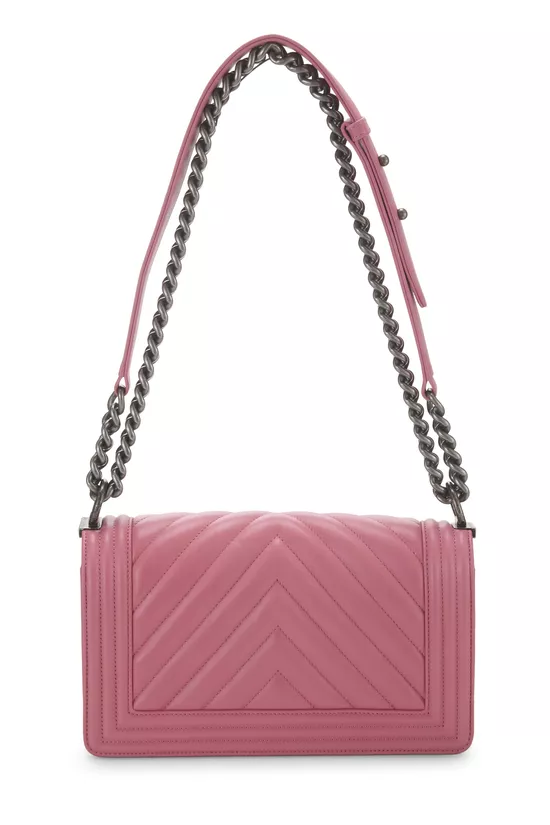 Pink Chevron Calfskin Boy Bag Medium, , large image number 3