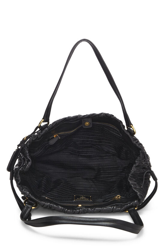 PRADA Gaufre Nappa Leather Tote Bag Black BN1336