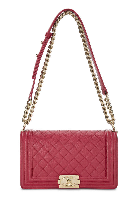 Chanel Pink Quilted Caviar Boy Bag Medium Q6B01A1IP7017