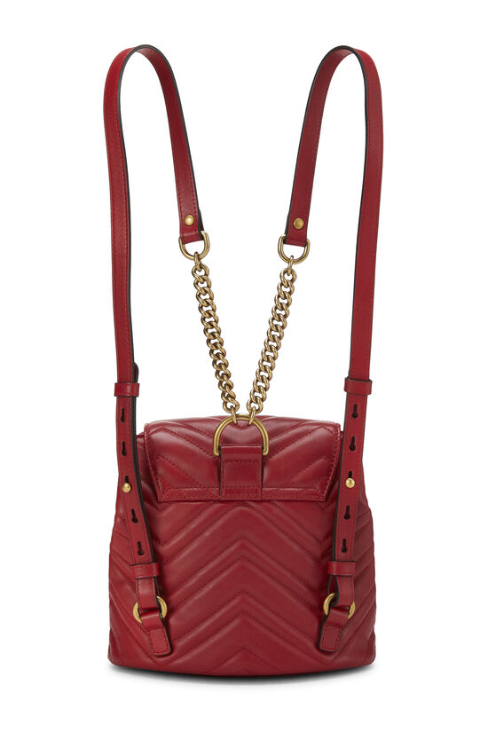 Red Leather GG Marmont Backpack Small, , large image number 3