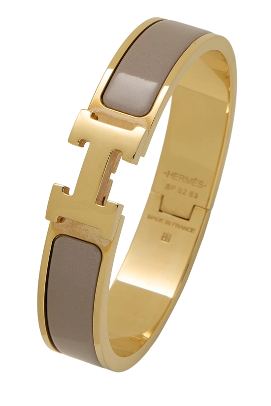 Beige Enamel Clic-Clac 'H' Bracelet Narrow, , large image number 0