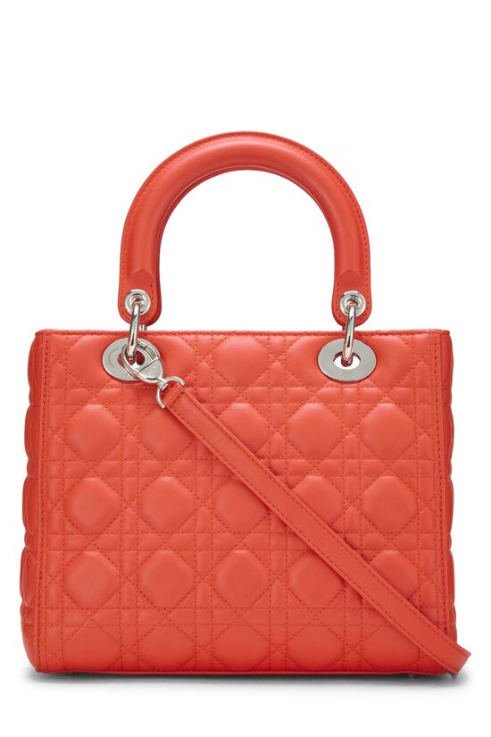 Orange Cannage Quilted Lambskin Lady Dior Medium, , large image number 3
