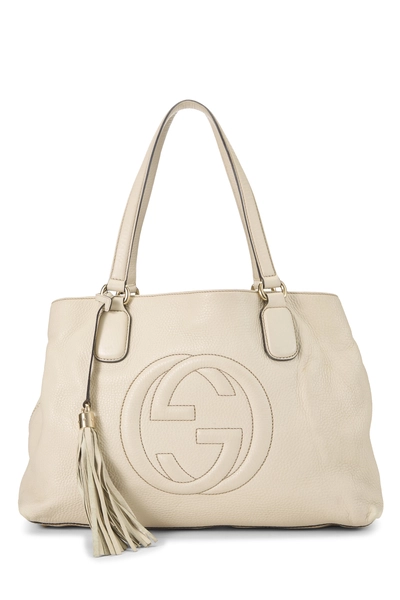 Gucci Cream Leather Soho Working Tote Large