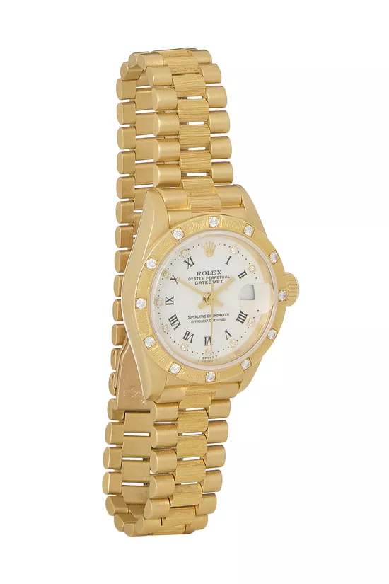 Diamond 18K Gold Bark Datejust President 69288 26mm, , large image number 0