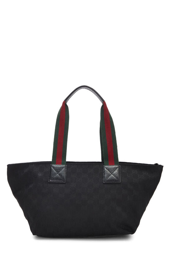 Gucci Black Canvas Tote With Leather
