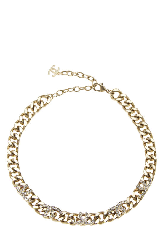 Gold Crystal 'CC' Chain Bracelet, , large image number 0