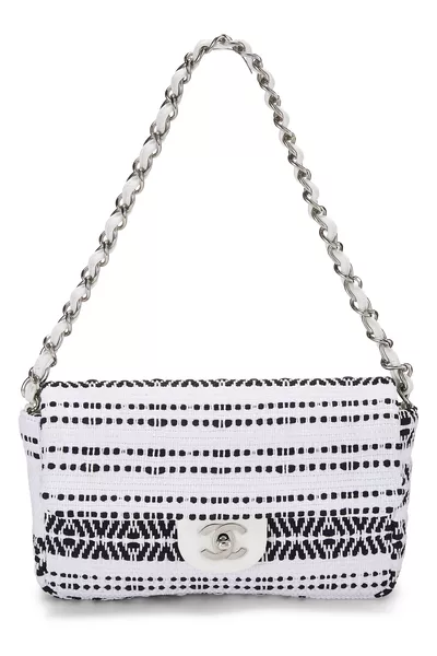 Chanel White Woven Half Flap Medium