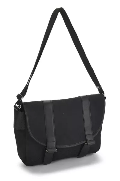 Black Original GG Canvas Buckle Flap Messenger, , large