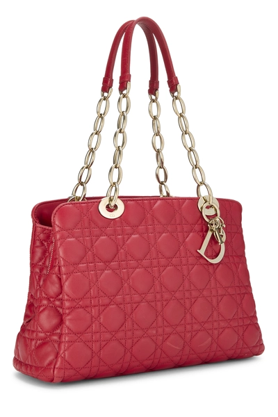 Red Cannage Quilted Cannage Soft Tote Small, , large