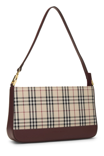 Burgundy House Check Jacquard Shoulder Bag Small, , large