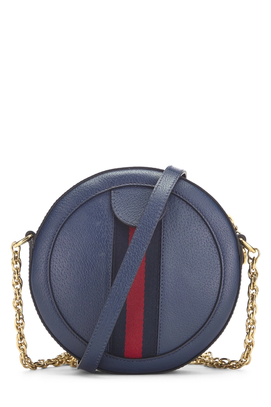 Pre-Owned Navy Leather Ophidia Round Shoulder Bag Mini  display picture 2
