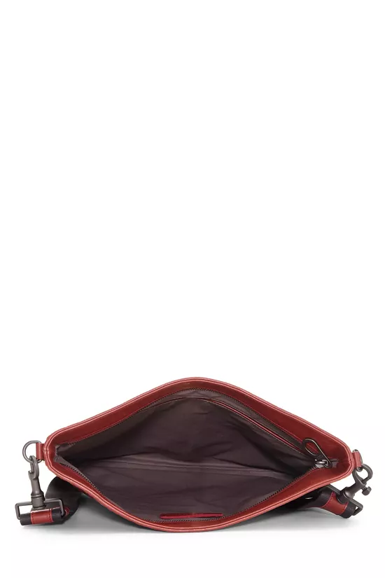 Burgundy Intrecciato Flat Messenger Bag, , large image number 5