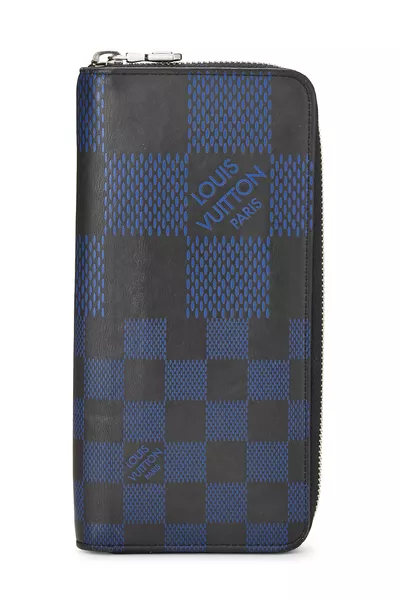 Blue Damier Infini 3D Zippy Vertical Wallet