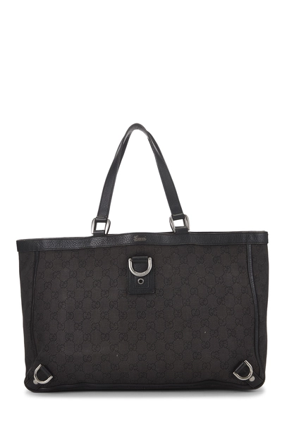 Gucci Black GG Denim D-Ring Abbey Tote Large